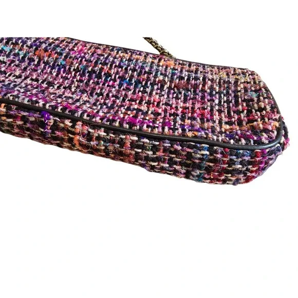 Talbots Tweed Purse Chain Shoulder Strap Bag Black Multicolor Small - Picture 5 of 8